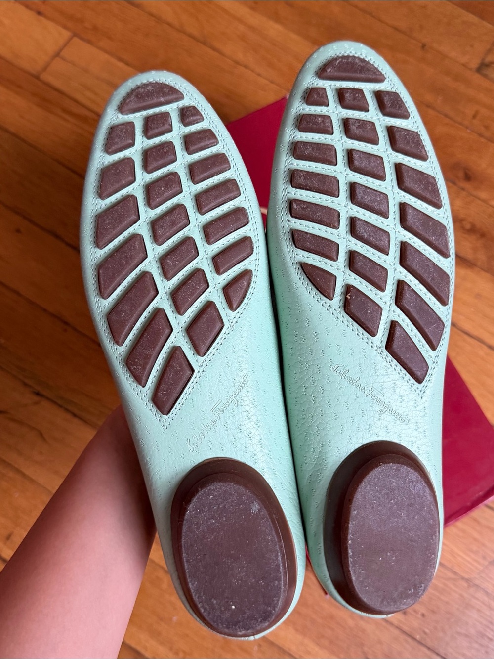 Salvatore Ferragamo vintage mint blue leather Loafers - Picture 3 of 5
